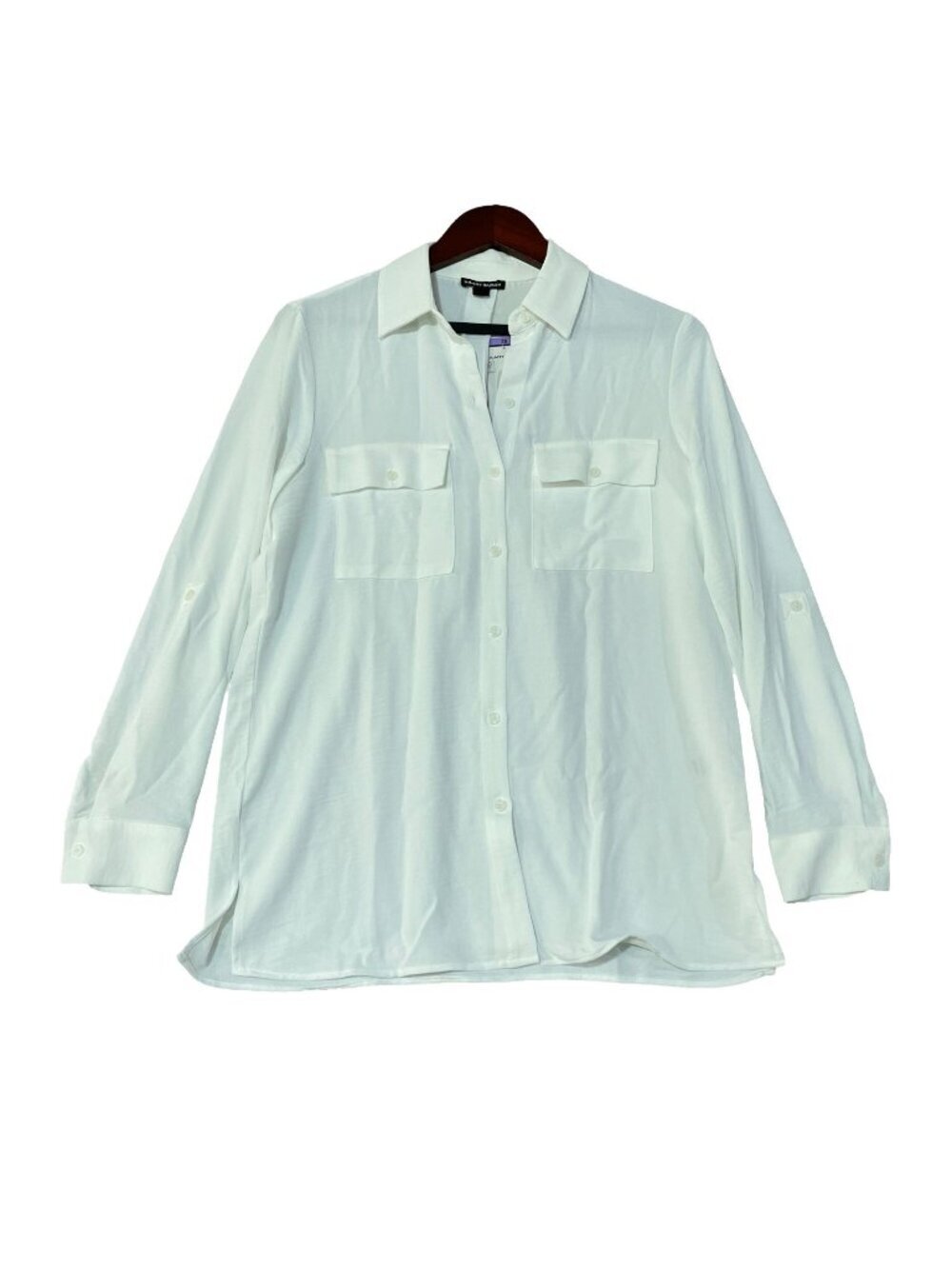 NWT Hilary Radley Women's XS Button-Up Shirt Ivory Long Sleeve